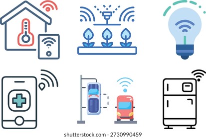 IoT Devices Icons Set for Internet of Things, Smart Home, Connected Devices, Automation and Modern Technology Design