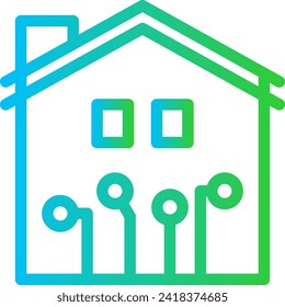 IOT digitalization business icon with blue and green gradient outline style. iot, digital, technology, connection, information, business, network. Vector Illustration