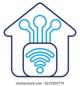 Ícone Home habilitado para IoT representado por IoT, estilo Home Dual Line.