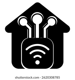 IoT enabled Home icon represented by IoT, Home Black Filled style.