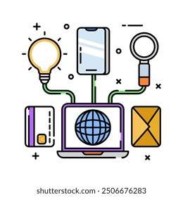 IoT Fill Color Icon, Vector illustration.