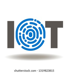 IOT fingerprint icon vector. Internet of things security technology logo. Secure access smart home tech symbol.