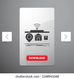 IOT, gadgets, internet, of, things Glyph Icon in Carousal Pagination Slider Design & Red Download Button