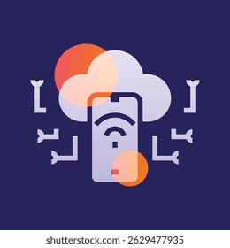 IOT glassmorphism illustration. Transparency blur elements. Ui layered design. Vector isolated element. 