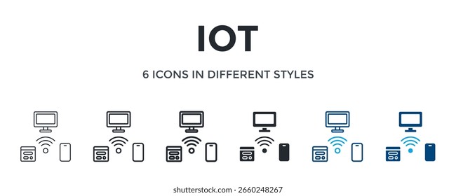 Ícone Iot Em Ilustração De Vetor De Estilo Diferente. Projetado Em Linha Fina, Linha Regular, Linha Em Negrito, Glifo, Linha De Cor E Estilo De Glifo De Cor Pode Ser Usado Para Web