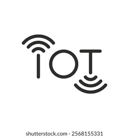 iot icon, internet of things concept, editable stroke vector illustration eps10