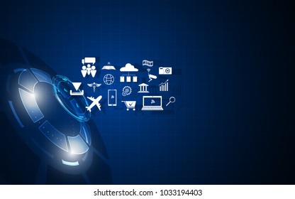 IOT Icon On Circular Digital Tech Background Eps 10 Vector