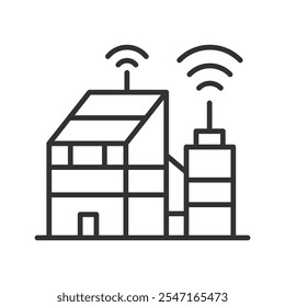 IoT industrial automation, icon in line design. IOT, industrial, automation, smart, factory, technology, sensors on white background vector. IoT industrial automation editable stroke icon