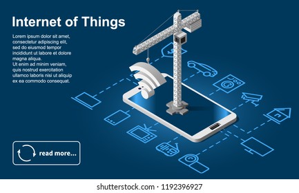 IOT installation vector icon. Internet of things isometric illustration.