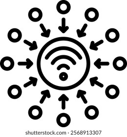 Iot Integration Vector Lineal Icon On White Background.