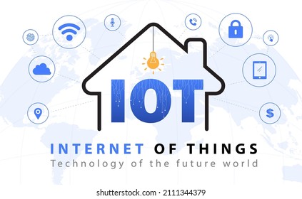IOT Internet of things abstract background concept, Digital technology banner pink blue, iot icon and symbol, abstract tech big data cloud center, Smart home, Smart city network, illustration vector