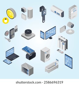 IOT Internet Of Things Isometric Icon Set