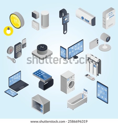 IOT Internet Of Things Isometric Icon Set