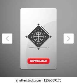 IOT, internet, things, of, global Glyph Icon in Carousal Pagination Slider Design and Red Download Button