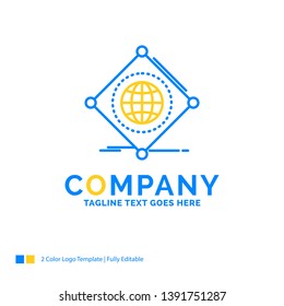IOT, internet, things, of, global Blue Yellow Business Logo template. Creative Design Template Place for Tagline.