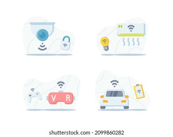 iot internet of things technology simple icon set concept with 4 variations