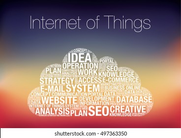 IOT Internet of Things word cloud concept, vector illustration