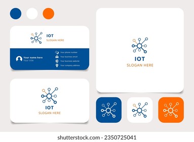 Iot logo design with editable slogan. Branding book and business card template.
