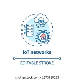 IoT networks concept icon. Internet connectivity safeguard idea thin line illustration. Wireless security. Strong cyber protection. Vector isolated outline RGB color drawing. Editable stroke