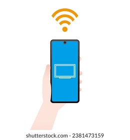 IoT, operation, hand, TV illustration.