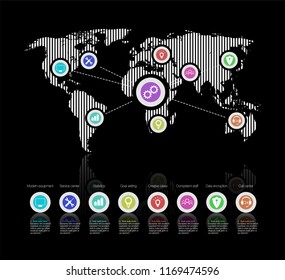 IoT platform future technology. Smart home connection and control with devices through home network. Internet of things doodles background.