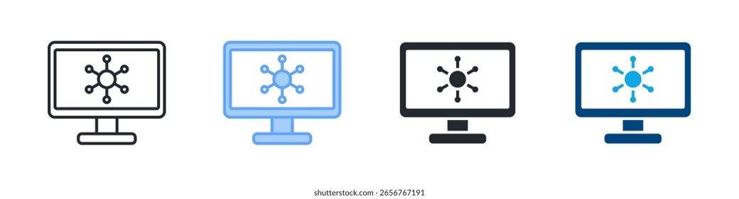 Iot Platform Icon Set Multiple Style. Designed In Outline, Blue, Glyph, Dual Tone