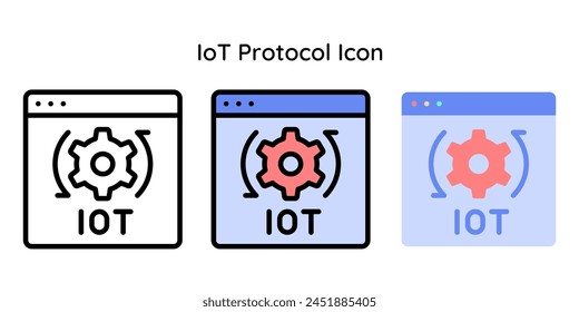 IoT Protocol Icon Related to Internet of Things. Line, Line Color, Flat Style.