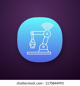 IoT robot app icon. UI/UX user interface. Internet of things. Automation robotics. Robot assistants. Artificial intelligence. Web or mobile application. Vector isolated illustration