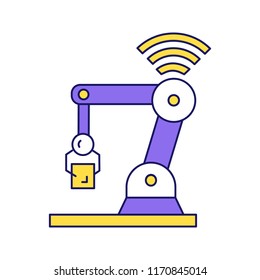 IoT robot color icon. Internet of things. Automation robotics. Robot assistants. Artificial intelligence. Isolated vector illustration