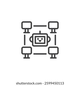 IoT and RPA Integration line icon. linear style sign for mobile concept and web design. IoT driven automation outline vector icon. Symbol, logo illustration. Vector graphics