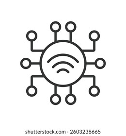 IoT sensor, icon in line design. IoT sensors, internet of things sensors, smart sensor, wireless sensors on white background vector. IoT sensors, icon in line design, editable stroke icon