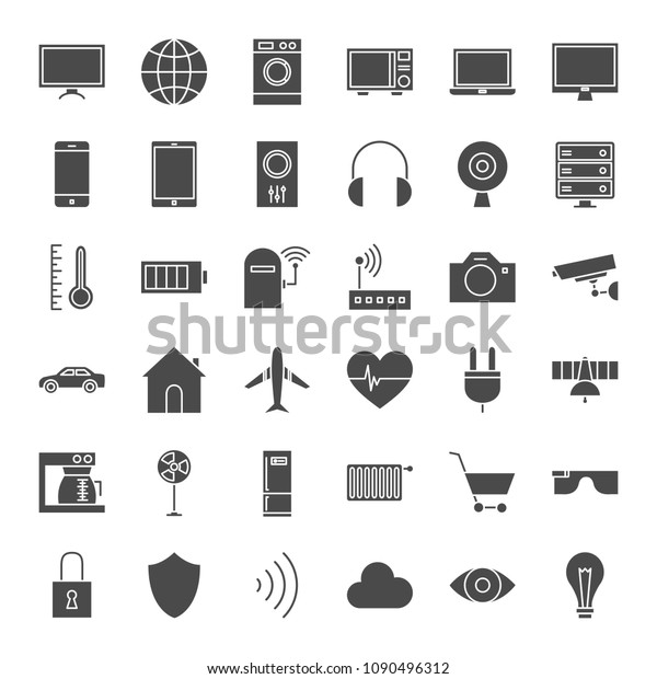 Iot Solid Web Icons. Vector Set of Internet of\
Things Glyphs.
