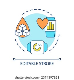 IoT technology concept icon. Smart watch. Wearable health monitoring devices. Heart rate control abstract idea thin line illustration. Isolated outline drawing. Editable stroke. Arial font used