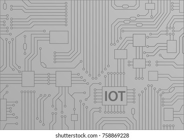 IOT text displayed on circuit board. Internet of things concept vector illustration