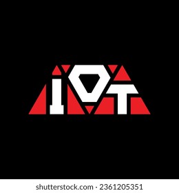 IOT triangle letter logo design with triangle shape. IOT triangle logo design monogram. IOT triangle vector logo template with red color. IOT triangular logo Simple, Elegant, and Luxurious design.