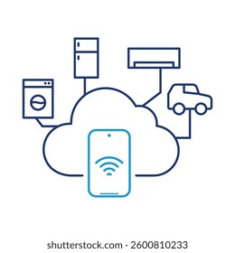 IoT Vector Icon – Cloud with Multiple Devices Representing the Internet of Things, Smart Devices, and Connected Systems in the Digital World