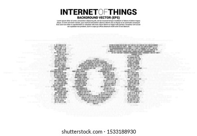 IoT wording from one and zero binary graphic style. Digital Concept for internet of Things Technology.