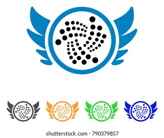 Iota Angel Investment icon. Vector illustration style is a flat iconic iota angel investment symbol with grey, yellow, green, blue color versions. Designed for web and software interfaces.