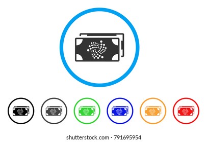 Iota Bank Bills rounded icon. Style is a flat gray symbol inside light blue circle with bonus color variants. Iota Bank Bills vector designed for web and software interfaces.