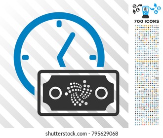 Iota Banknote Credit pictograph with 7 hundred bonus bitcoin mining and blockchain graphic icons. Vector illustration style is flat iconic symbols design for bitcoin apps.