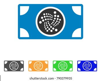 Iota Banknote icon. Vector illustration style is a flat iconic iota banknote symbol with grey, yellow, green, blue color versions. Designed for web and software interfaces.