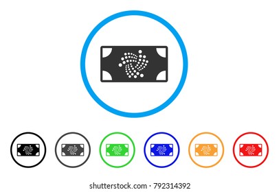 Iota Banknote rounded icon. Style is a flat grey symbol inside light blue circle with bonus colored versions. Iota Banknote vector designed for web and software interfaces.