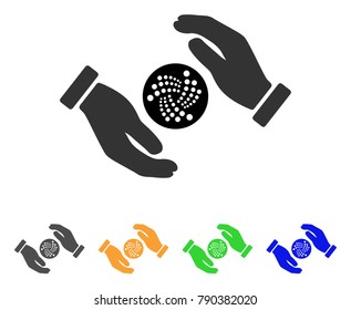 Iota Care Hands icon. Vector illustration style is a flat iconic iota care hands symbol with grey, yellow, green, blue color versions. Designed for web and software interfaces.