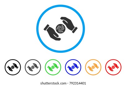 Iota Care Hands rounded icon. Style is a flat gray symbol inside light blue circle with bonus color variants. Iota Care Hands vector designed for web and software interfaces.