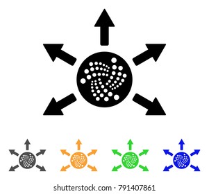 Iota Cashout Arrows icon. Vector illustration style is a flat iconic iota cashout arrows black symbol with gray, yellow, green, blue color versions. Designed for web and software interfaces.