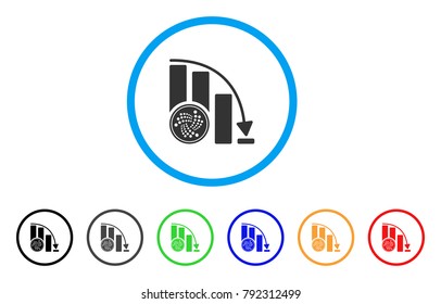 Iota Coin Crisis Chart rounded icon. Style is a flat gray symbol inside light blue circle with additional colored versions. Iota Coin Crisis Chart vector designed for web and software interfaces.