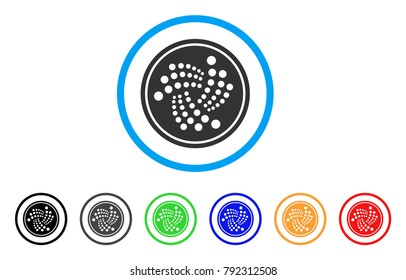 Iota Coin rounded icon. Style is a flat grey symbol inside light blue circle with bonus colored versions. Iota Coin vector designed for web and software interfaces.