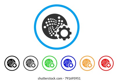 Iota Configure Gear rounded icon. Style is a flat gray symbol inside light blue circle with bonus colored versions. Iota Configure Gear vector designed for web and software interfaces.
