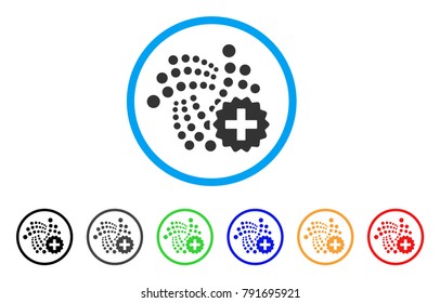 Iota Create rounded icon. Style is a flat gray symbol inside light blue circle with additional colored variants. Iota Create vector designed for web and software interfaces.