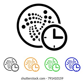 Iota Credit Clock icon. Vector illustration style is a flat iconic iota credit clock black symbol with gray, yellow, green, blue color versions. Designed for web and software interfaces.